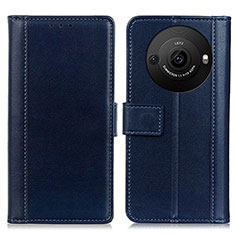 Coque Portefeuille Livre Cuir Etui Clapet N02P pour Sharp Aquos R8 Pro Bleu