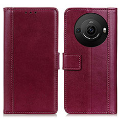 Coque Portefeuille Livre Cuir Etui Clapet N02P pour Sharp Aquos R8 Pro Rouge