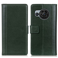 Coque Portefeuille Livre Cuir Etui Clapet N02P pour Sharp Aquos R8 Vert