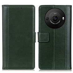 Coque Portefeuille Livre Cuir Etui Clapet N02P pour Sharp Aquos R8s Pro Vert