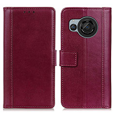 Coque Portefeuille Livre Cuir Etui Clapet N02P pour Sharp Aquos R8s Rouge