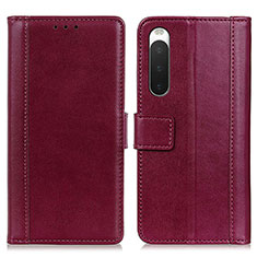 Coque Portefeuille Livre Cuir Etui Clapet N02P pour Sony Xperia 10 IV Rouge