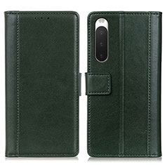 Coque Portefeuille Livre Cuir Etui Clapet N02P pour Sony Xperia 10 IV SO-52C Vert