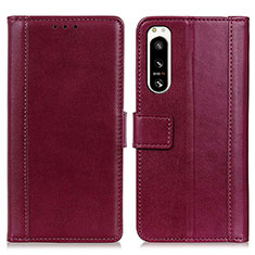 Coque Portefeuille Livre Cuir Etui Clapet N02P pour Sony Xperia 5 IV Rouge