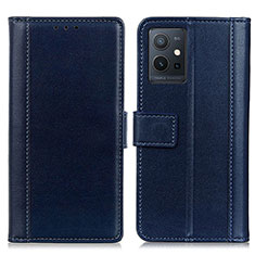 Coque Portefeuille Livre Cuir Etui Clapet N02P pour Vivo iQOO Z6 5G Bleu