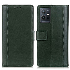 Coque Portefeuille Livre Cuir Etui Clapet N02P pour Vivo Y55s 5G Vert