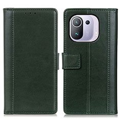 Coque Portefeuille Livre Cuir Etui Clapet N02P pour Xiaomi Mi 11 Pro 5G Vert