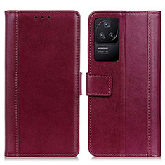 Coque Portefeuille Livre Cuir Etui Clapet N02P pour Xiaomi Poco F4 5G Rouge