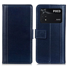 Coque Portefeuille Livre Cuir Etui Clapet N02P pour Xiaomi Poco M4 Pro 4G Bleu