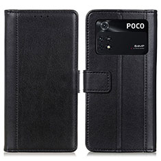 Coque Portefeuille Livre Cuir Etui Clapet N02P pour Xiaomi Poco M4 Pro 4G Noir