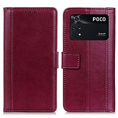 Coque Portefeuille Livre Cuir Etui Clapet N02P pour Xiaomi Poco M4 Pro 4G Rouge