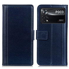 Coque Portefeuille Livre Cuir Etui Clapet N02P pour Xiaomi Poco X4 Pro 5G Bleu