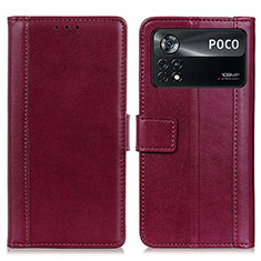Coque Portefeuille Livre Cuir Etui Clapet N02P pour Xiaomi Poco X4 Pro 5G Rouge