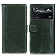 Coque Portefeuille Livre Cuir Etui Clapet N02P pour Xiaomi Poco X4 Pro 5G Vert