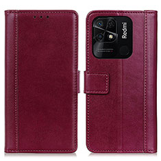 Coque Portefeuille Livre Cuir Etui Clapet N02P pour Xiaomi Redmi 10 India Rouge