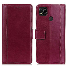 Coque Portefeuille Livre Cuir Etui Clapet N02P pour Xiaomi Redmi 9C NFC Rouge