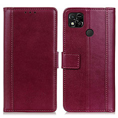 Coque Portefeuille Livre Cuir Etui Clapet N02P pour Xiaomi Redmi 9C Rouge