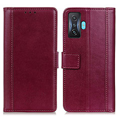 Coque Portefeuille Livre Cuir Etui Clapet N02P pour Xiaomi Redmi K50 Gaming 5G Rouge