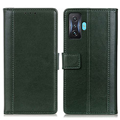 Coque Portefeuille Livre Cuir Etui Clapet N02P pour Xiaomi Redmi K50 Gaming 5G Vert