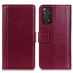 Coque Portefeuille Livre Cuir Etui Clapet N02P pour Xiaomi Redmi Note 11 4G (2022) Rouge