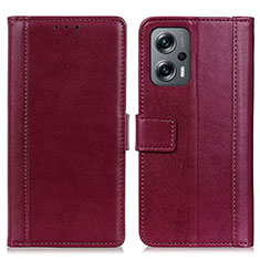 Coque Portefeuille Livre Cuir Etui Clapet N02P pour Xiaomi Redmi Note 11T Pro+ Plus 5G Rouge