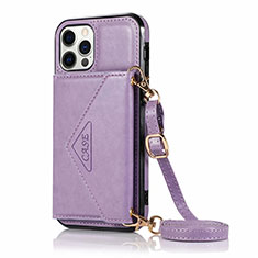 Coque Portefeuille Livre Cuir Etui Clapet N03 pour Apple iPhone 12 Pro Max Violet Clair