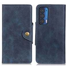 Coque Portefeuille Livre Cuir Etui Clapet N03P pour Motorola Moto Edge (2021) 5G Bleu