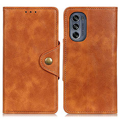 Coque Portefeuille Livre Cuir Etui Clapet N03P pour Motorola Moto G62 5G Marron