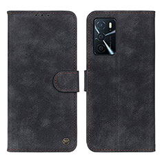 Coque Portefeuille Livre Cuir Etui Clapet N03P pour Oppo A16 Noir