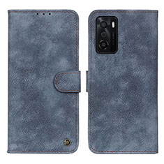 Coque Portefeuille Livre Cuir Etui Clapet N03P pour Oppo A55S 5G Bleu