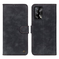 Coque Portefeuille Livre Cuir Etui Clapet N03P pour Oppo A74 4G Noir