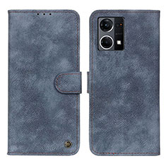 Coque Portefeuille Livre Cuir Etui Clapet N03P pour Oppo F21s Pro 4G Bleu