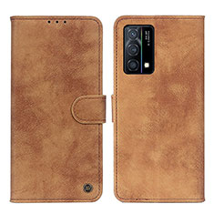 Coque Portefeuille Livre Cuir Etui Clapet N03P pour Oppo K9 5G Marron