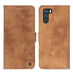 Coque Portefeuille Livre Cuir Etui Clapet N03P pour Oppo K9 Pro 5G Marron