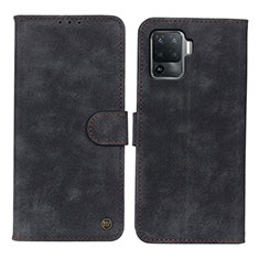 Coque Portefeuille Livre Cuir Etui Clapet N03P pour Oppo Reno5 F Noir