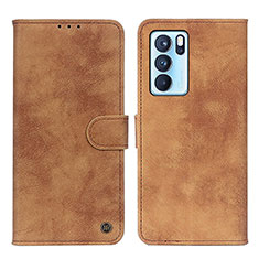 Coque Portefeuille Livre Cuir Etui Clapet N03P pour Oppo Reno6 Pro 5G India Marron