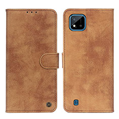 Coque Portefeuille Livre Cuir Etui Clapet N03P pour Realme C20A Marron