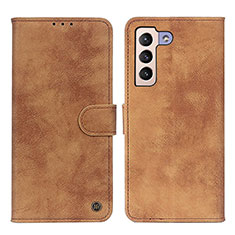 Coque Portefeuille Livre Cuir Etui Clapet N03P pour Samsung Galaxy S21 FE 5G Marron