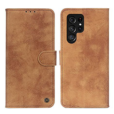 Coque Portefeuille Livre Cuir Etui Clapet N03P pour Samsung Galaxy S21 Ultra 5G Marron