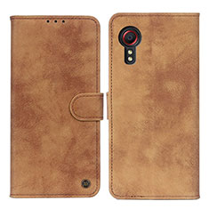 Coque Portefeuille Livre Cuir Etui Clapet N03P pour Samsung Galaxy XCover 5 SM-G525F Marron