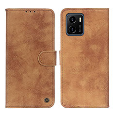 Coque Portefeuille Livre Cuir Etui Clapet N03P pour Vivo iQOO U5x Marron