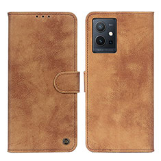 Coque Portefeuille Livre Cuir Etui Clapet N03P pour Vivo T1 5G India Marron