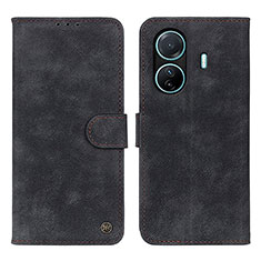 Coque Portefeuille Livre Cuir Etui Clapet N03P pour Vivo T1 Pro 5G Noir