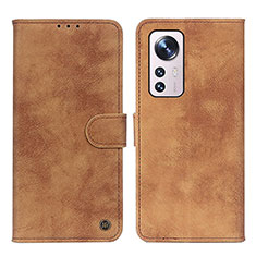 Coque Portefeuille Livre Cuir Etui Clapet N03P pour Xiaomi Mi 12 5G Marron