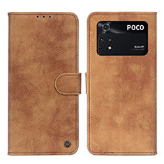 Coque Portefeuille Livre Cuir Etui Clapet N03P pour Xiaomi Poco M4 Pro 4G Marron