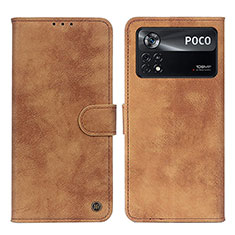 Coque Portefeuille Livre Cuir Etui Clapet N03P pour Xiaomi Poco X4 Pro 5G Marron