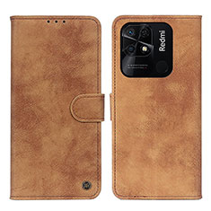 Coque Portefeuille Livre Cuir Etui Clapet N03P pour Xiaomi Redmi 10 India Marron