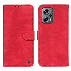 Coque Portefeuille Livre Cuir Etui Clapet N03P pour Xiaomi Redmi Note 11T Pro+ Plus 5G Rouge