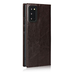 Coque Portefeuille Livre Cuir Etui Clapet N04 pour Samsung Galaxy Note 20 5G Marron