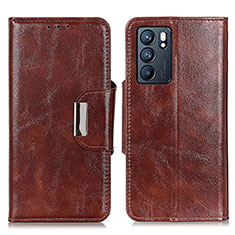 Coque Portefeuille Livre Cuir Etui Clapet N04P pour Oppo Reno6 5G Marron